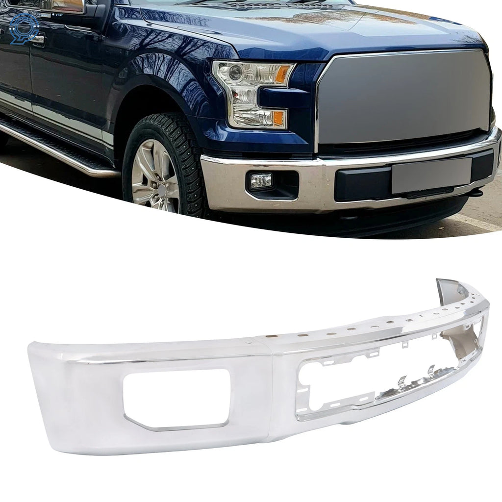 Chrome Front Bumper with Fog Light Holes for Ford F-150 (2015–2017)
