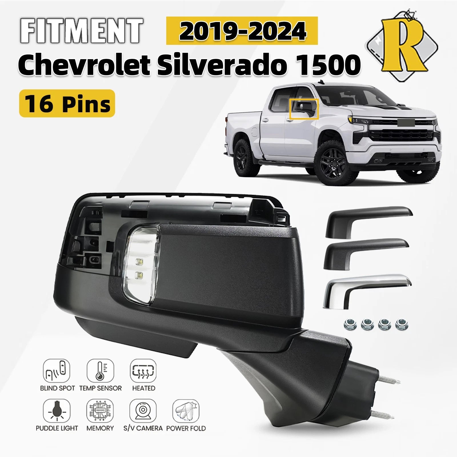 Side Mirror with Camera & BSD for Chevy Silverado 1500 (2019–2024)