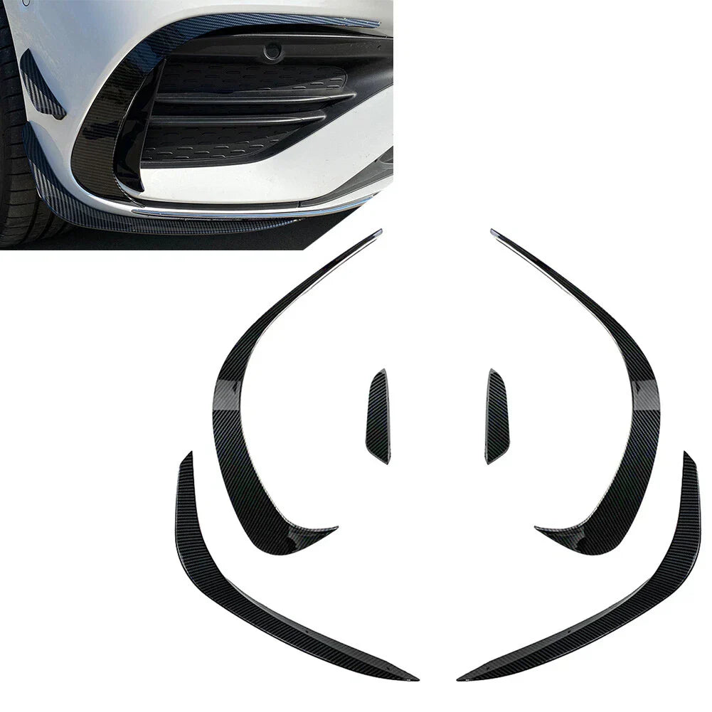 6 Pcs Black Front Bumper Lip Splitter Spoiler for Mercedes Benz C-Class (2022-2023)