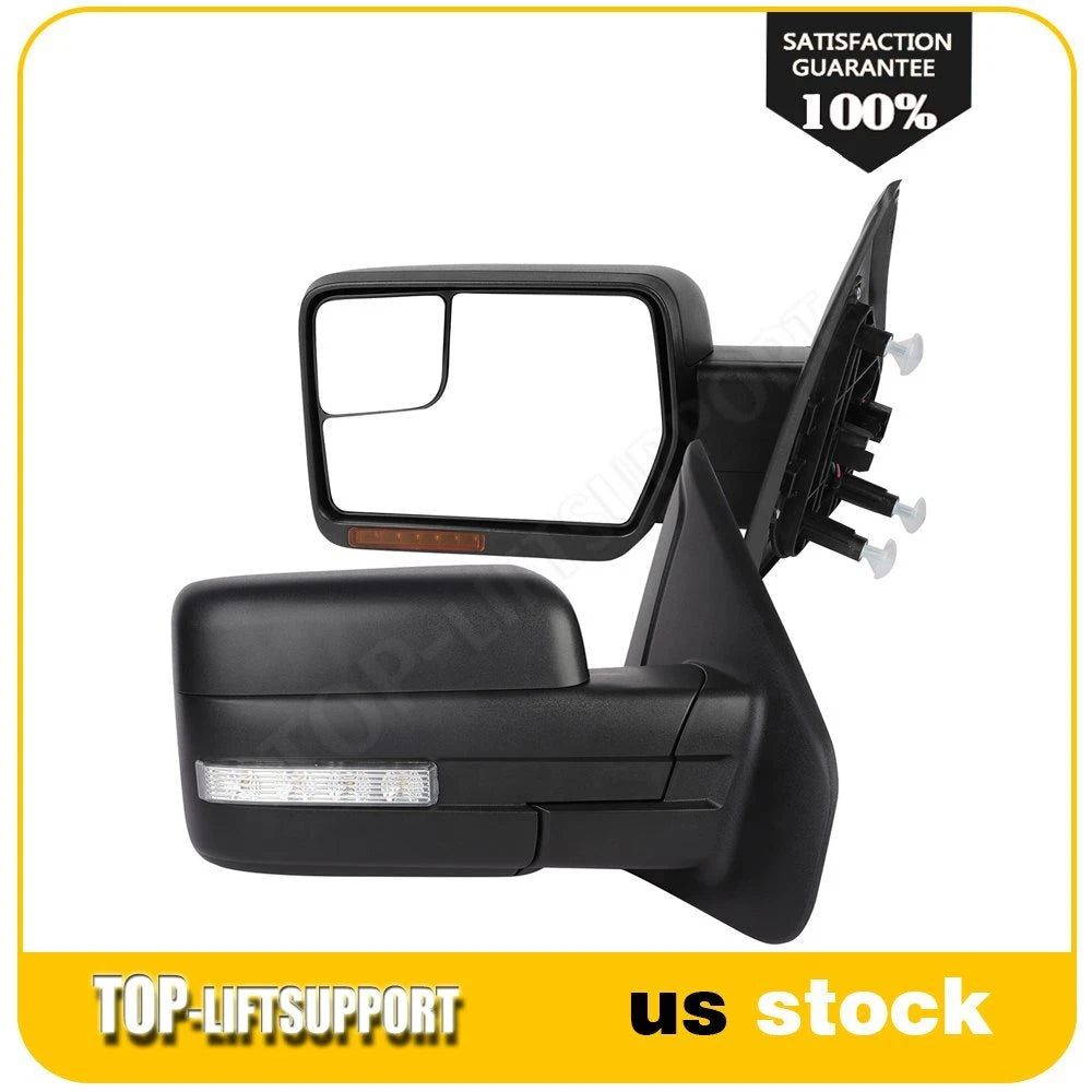 Power Heated Turn Signal Puddle Light Side Mirrors for F150 (2004–2014)