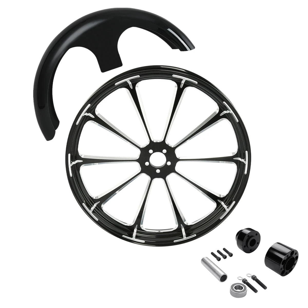30" Front Wheel Rim Hub Single Disc & Fender for Harley Touring (2008–2023)