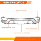 Front Bumper Face Bar for GMC Sierra 1500 Limited (2016–2019) w/ Fog Light Cutouts