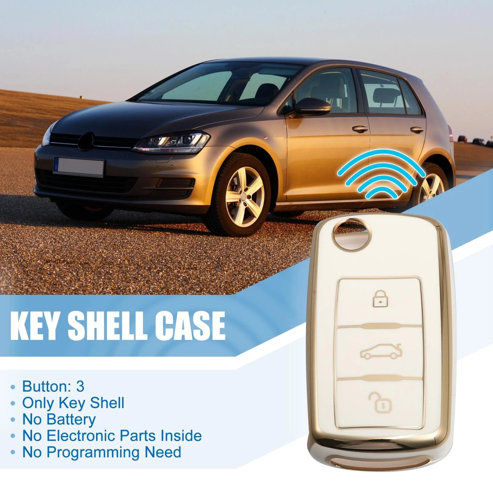Silicone Key Fob Case Cover for Volkswagen Tiguan (2010–2017) White