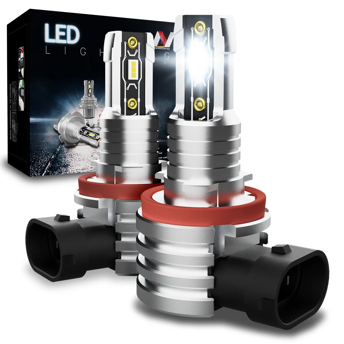 H8 CSP LED Headlight Fog Light Bulbs Conversion Kit for