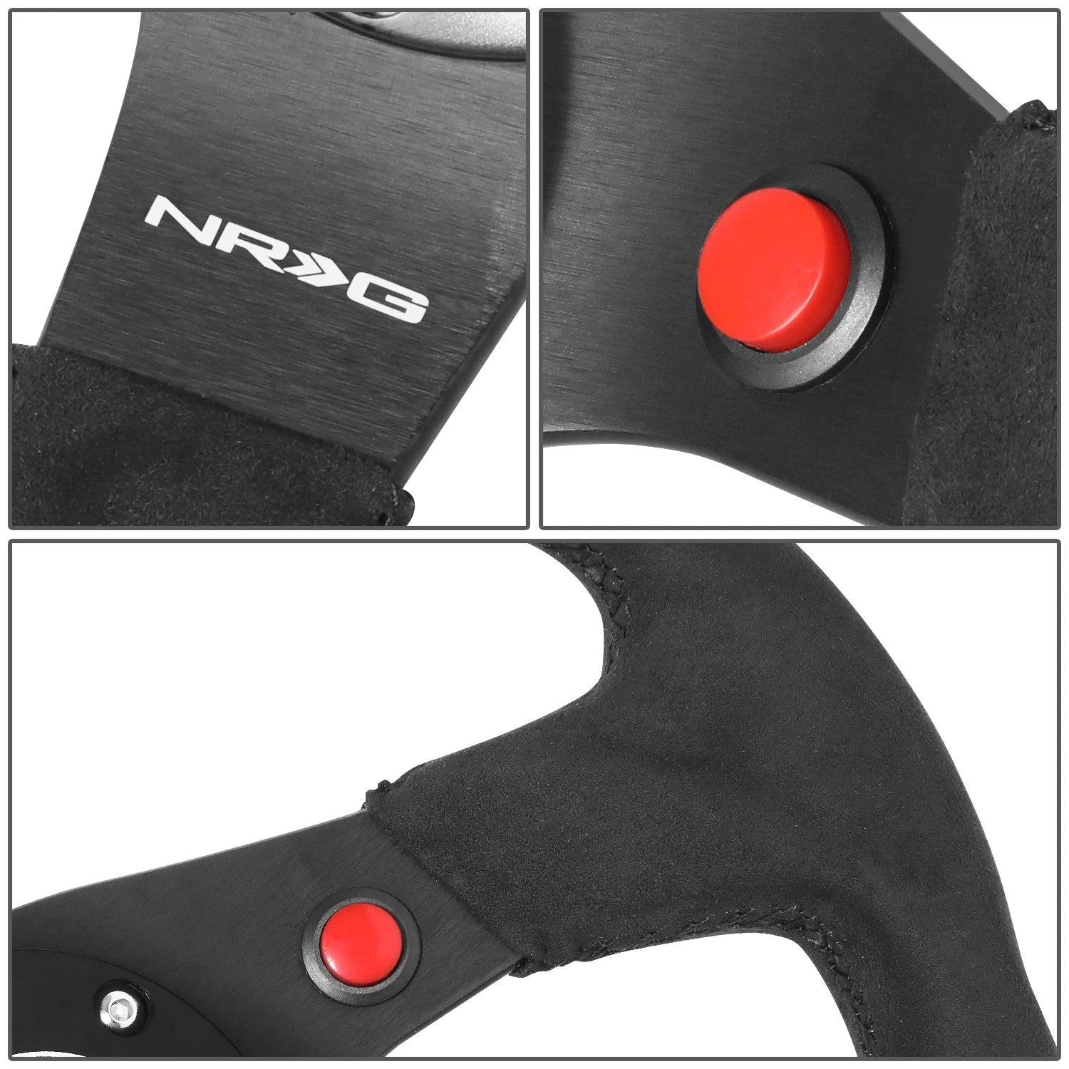 320mm Dish Steering Wheel for NRG (3-Spoke, Yellow Stripe, Alcantara)