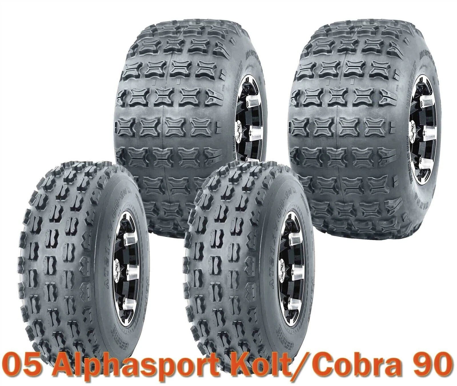 Set of 2 ATV Tires 19x7-8 & 18x9.5-8 for Alphasport Kolt/Cobra 90 (2005)