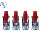 Set of 4 Heavy Duty 4" Swivel Caster Wheels with Plate - Red
