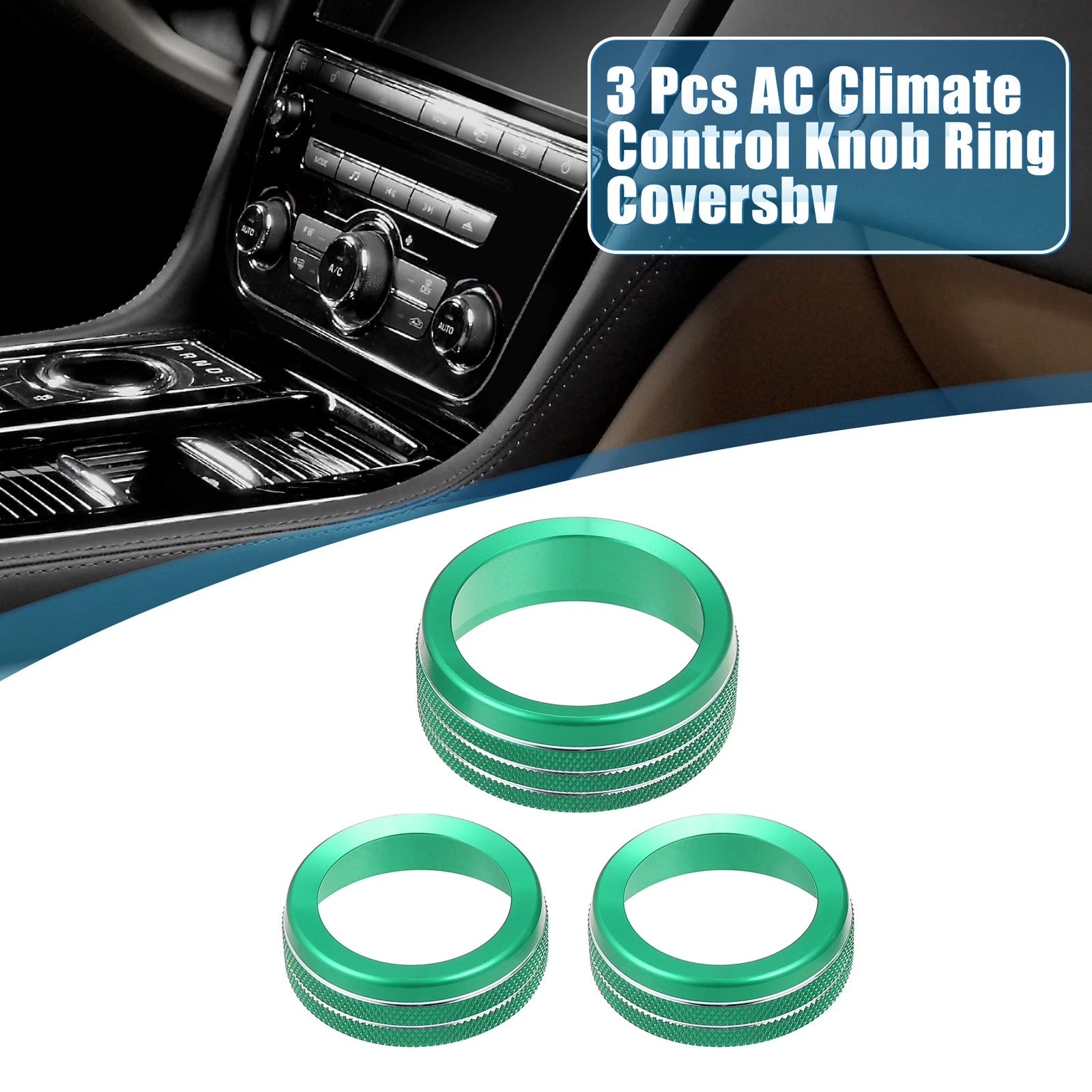 Set of 3 AC Radio Switch Knob Cover Decals for Dodge Durango (2014–2020) Green