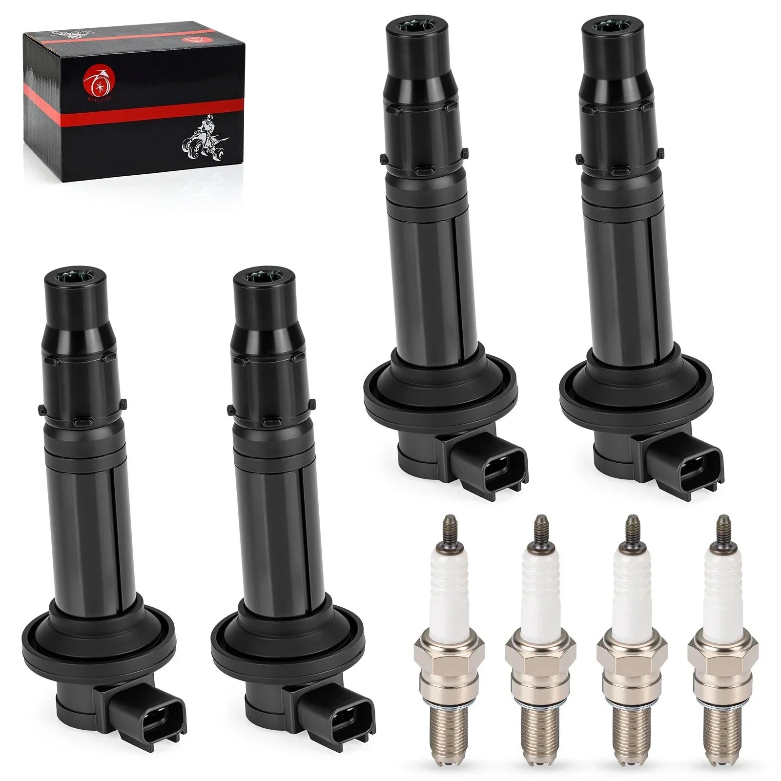 4Pcs Ignition Coils & Spark Plugs for Yamaha YZF R6 (1999–2002)