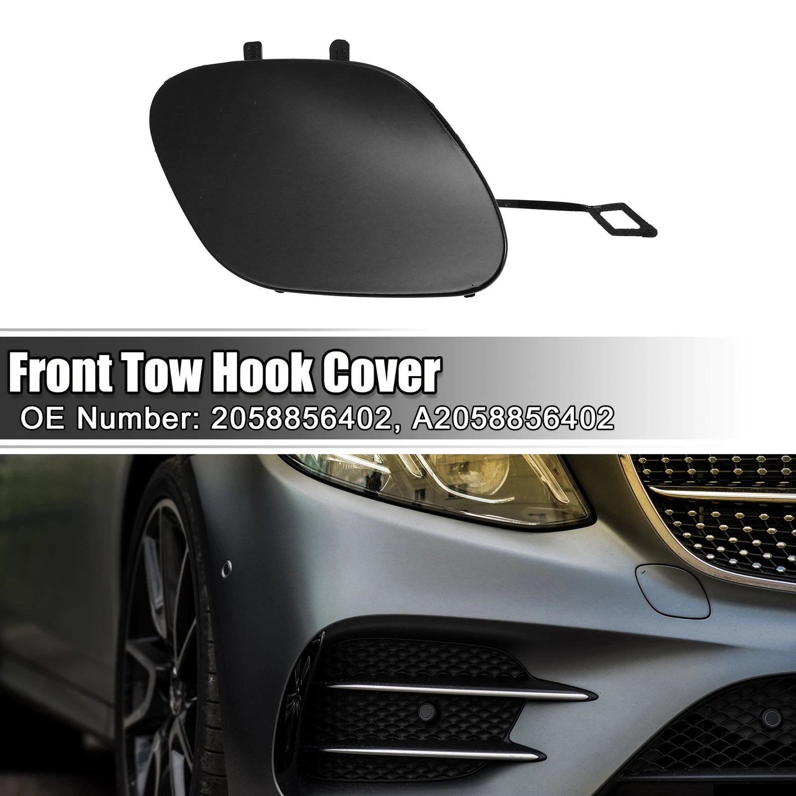 Tow Hook Eye Hole Cover for Mercedes-Benz C-Class W205 (2015–2021) Black