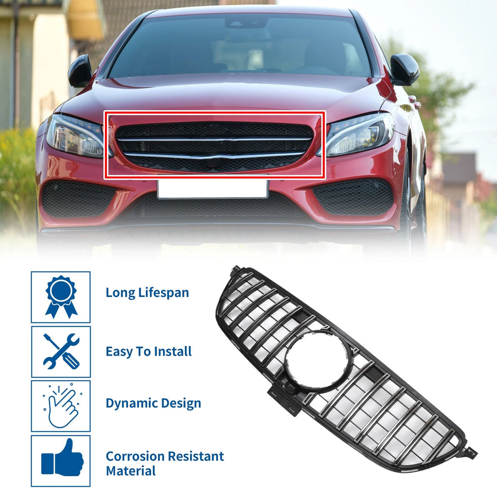 Front Upper Bumper Grille for Mercedes-Benz GLE (2015–2019) Chrome
