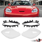 Replacement Headlight Lens for Chevy C6 Corvette (2005–2013) with Black Trim