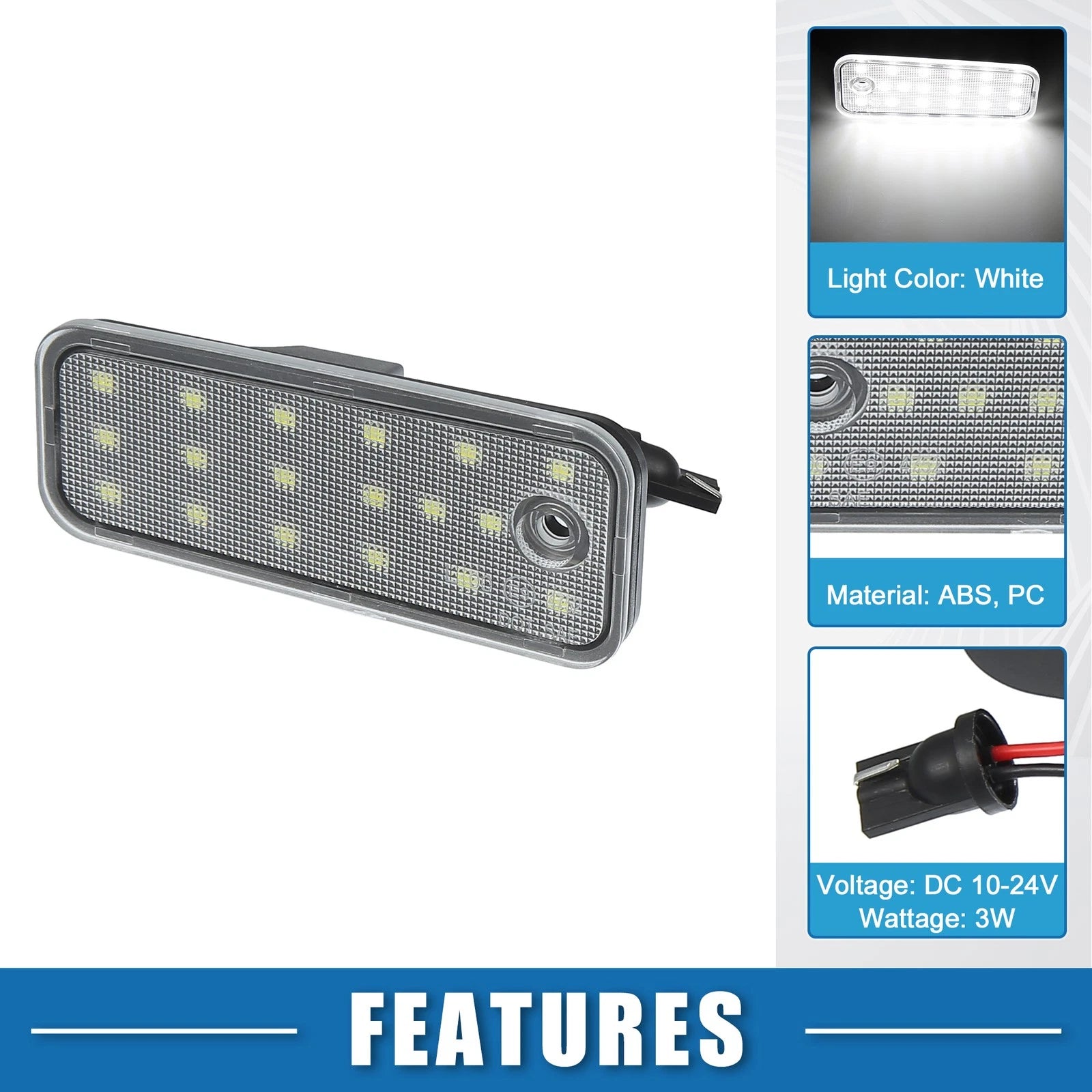 2X White LED License Plate Light No. 92501-2W000 for Hyundai Santa Fe (2013–2016)