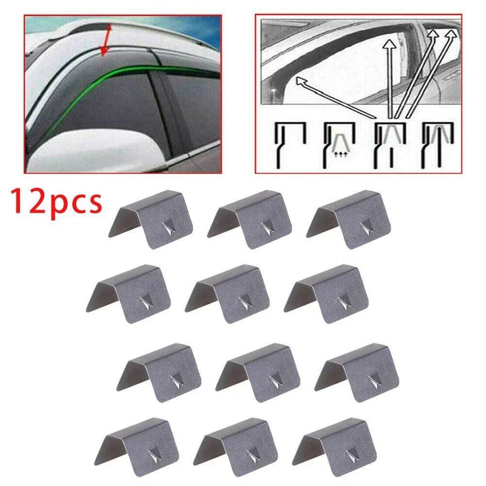 12 x Wind Rain Deflectors Channel Metal Clips for Heko SNED Clips