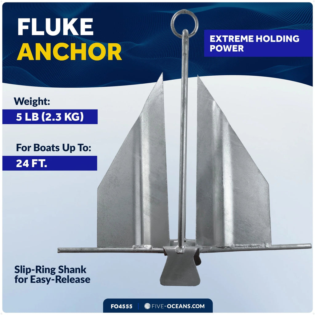 5 lb fluke anchor for boats (Slip-Ring, hot dipped galvanized steel)