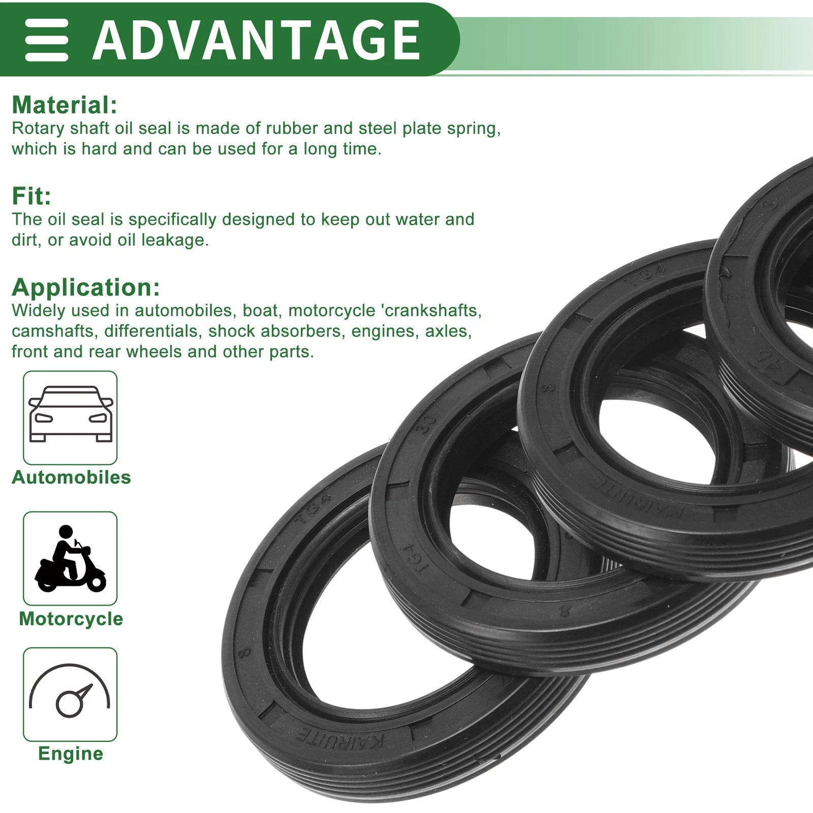 Set of 5 Oil Seal TG4 Lip Seal Ring NBR Rubber 30x45x7mm