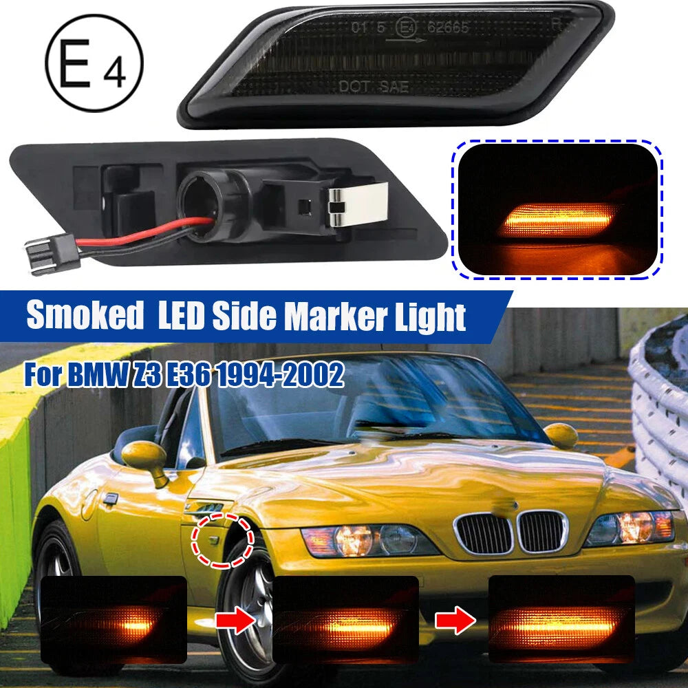 Dynamic LED Smoked Amber Front Fender Side Marker Light for BMW Z3 (1994–2002)