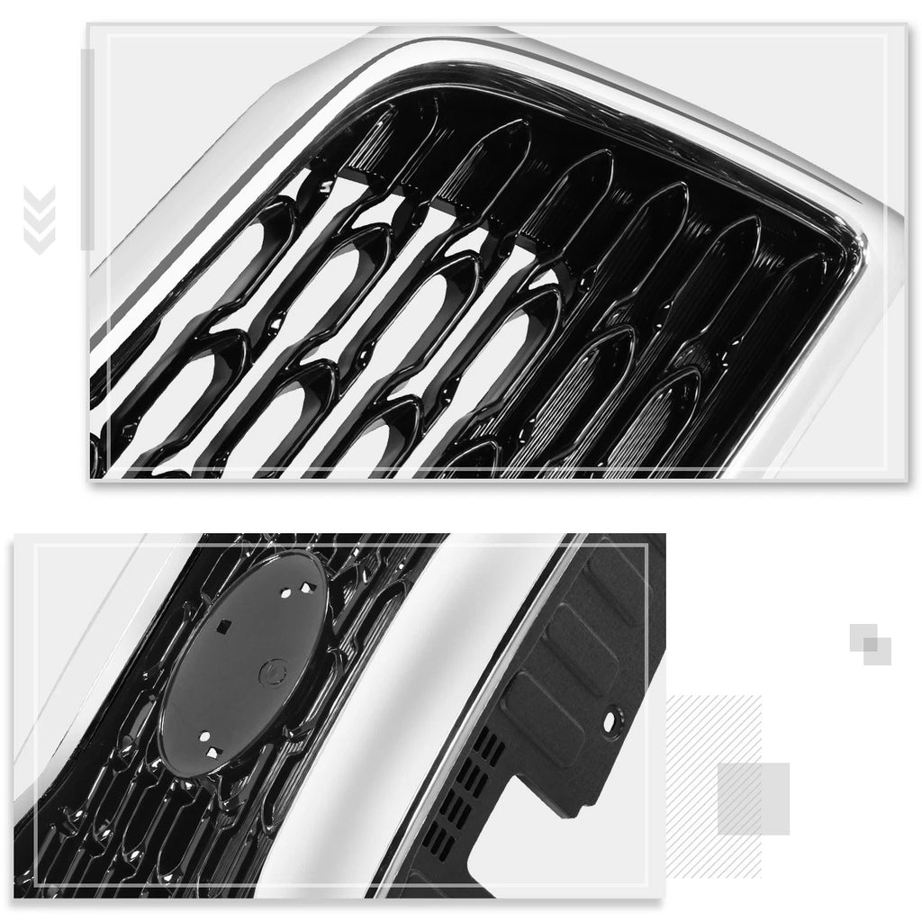Painted Black Mesh Upper Grille w/Badge Slot + Chrome Moulding for Sorento (2014–2015)