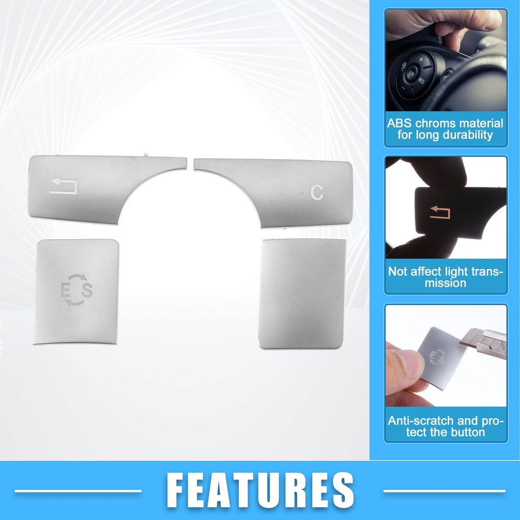 Multimedia Radio Button Cover Sticker for Mercedes-Benz (1 Set) ABS Silver Tone