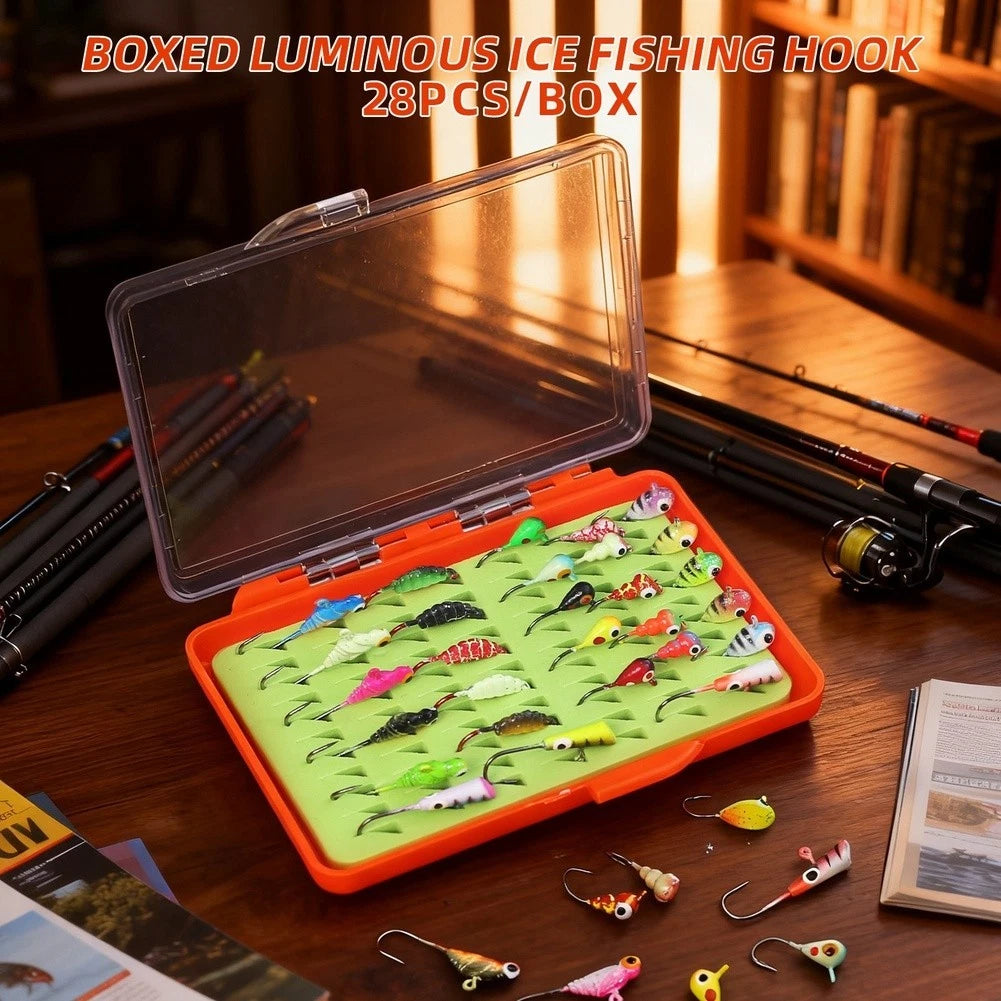 28PCS Weighted Head Jig Hooks for Bass Pike Saltwater Fishing