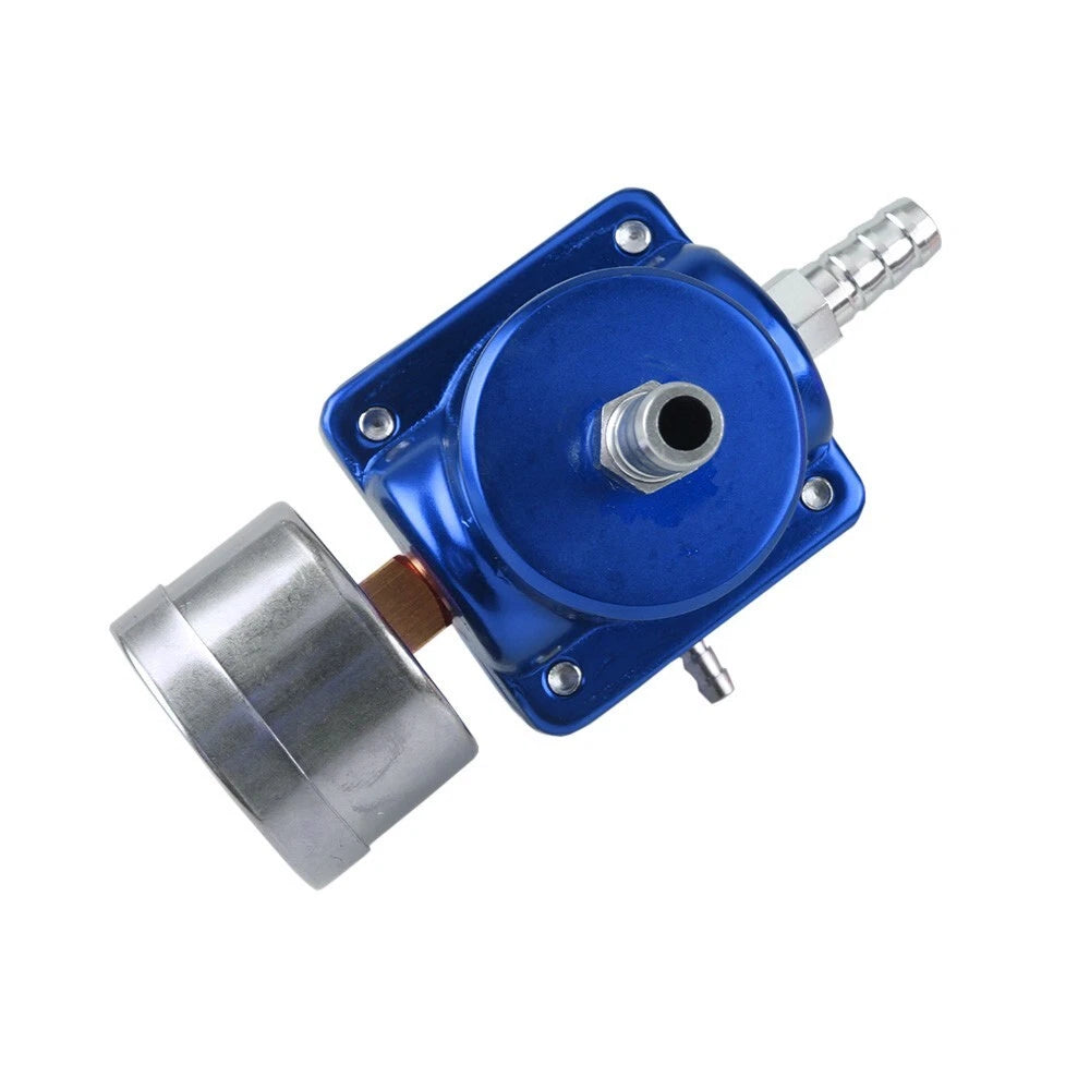 Adjustable Fuel Pressure Regulator for Blue Aluminum with Oil Gauge Fitting