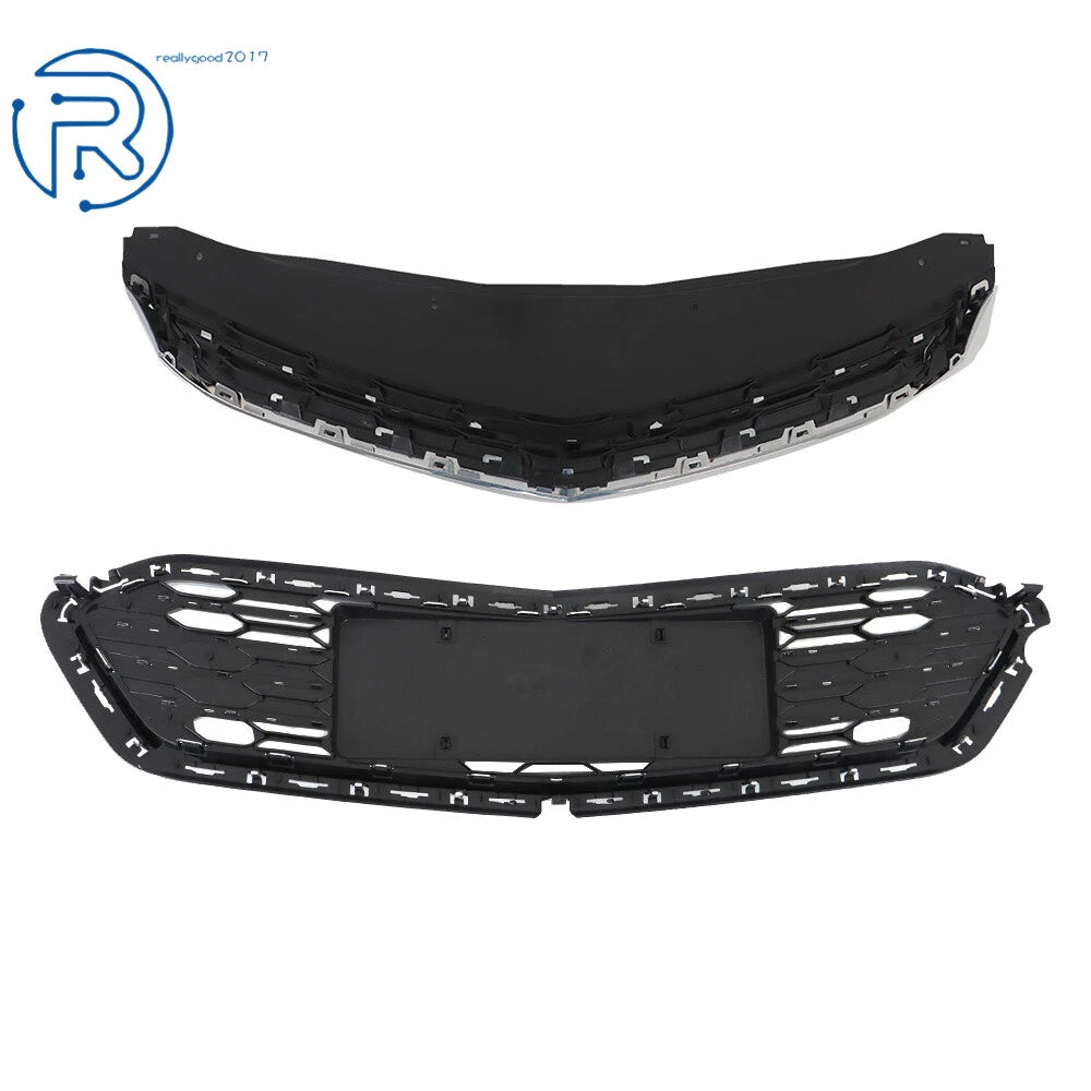 Front Upper and Lower Side Grille for Chevrolet Cruze (2016-2018) Chrome/Black