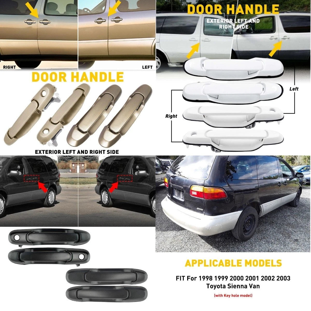 Outside Door Handle Set of 2 for Toyota Sienna (1998–2003)