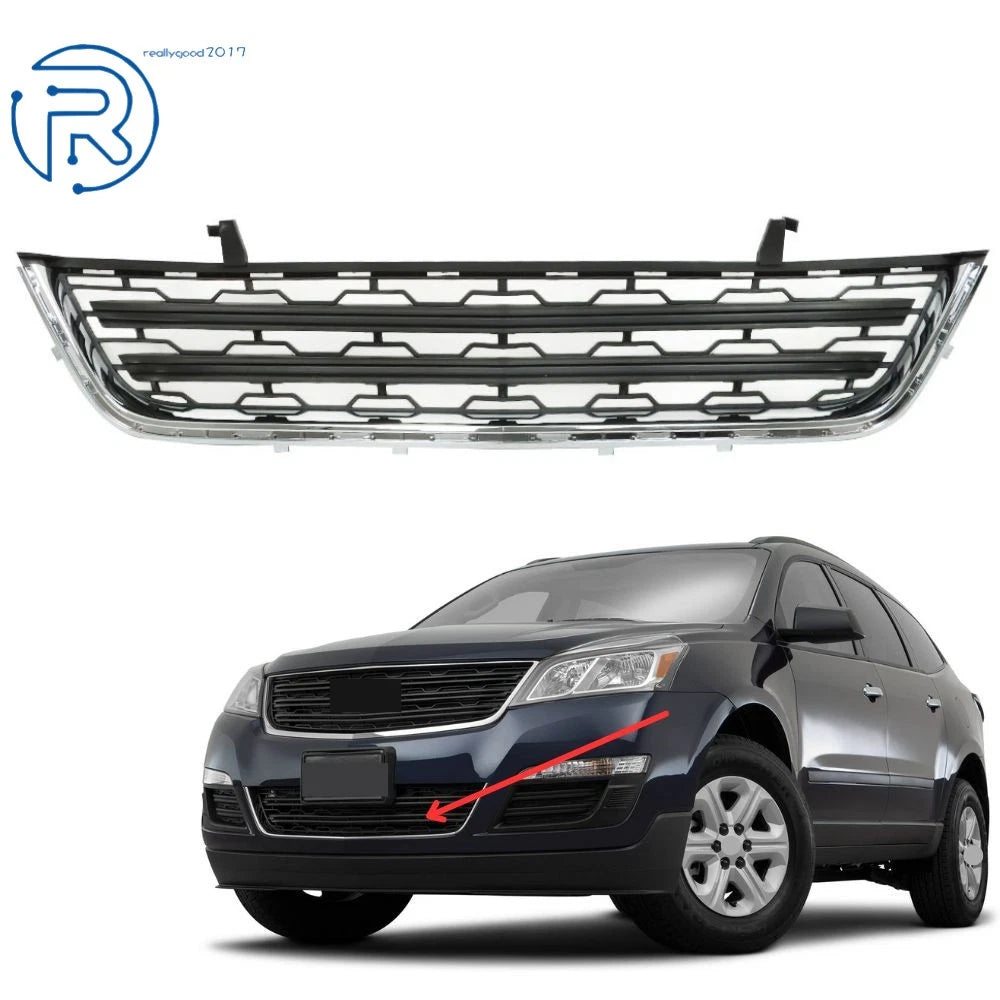 Chrome and Black Front Lower Bumper Grille for Chevrolet Traverse (2013–2017)