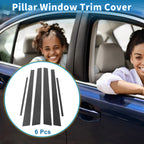Door Pillar Window Trim for Mitsubishi Lancer (Carbon Fiber, Black)