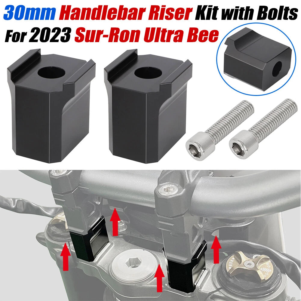 30mm Bar Risers for Surron Ultra Bee (2023) - Aluminum Handlebar Riser Kit