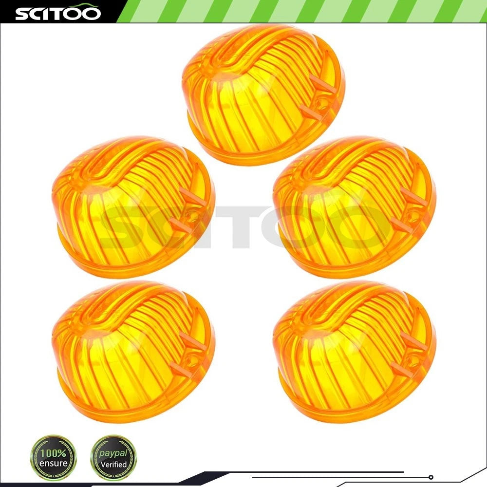 5PCS Amber Round Lens White LED Roof Top Cab Marker Light for Chevy GMC