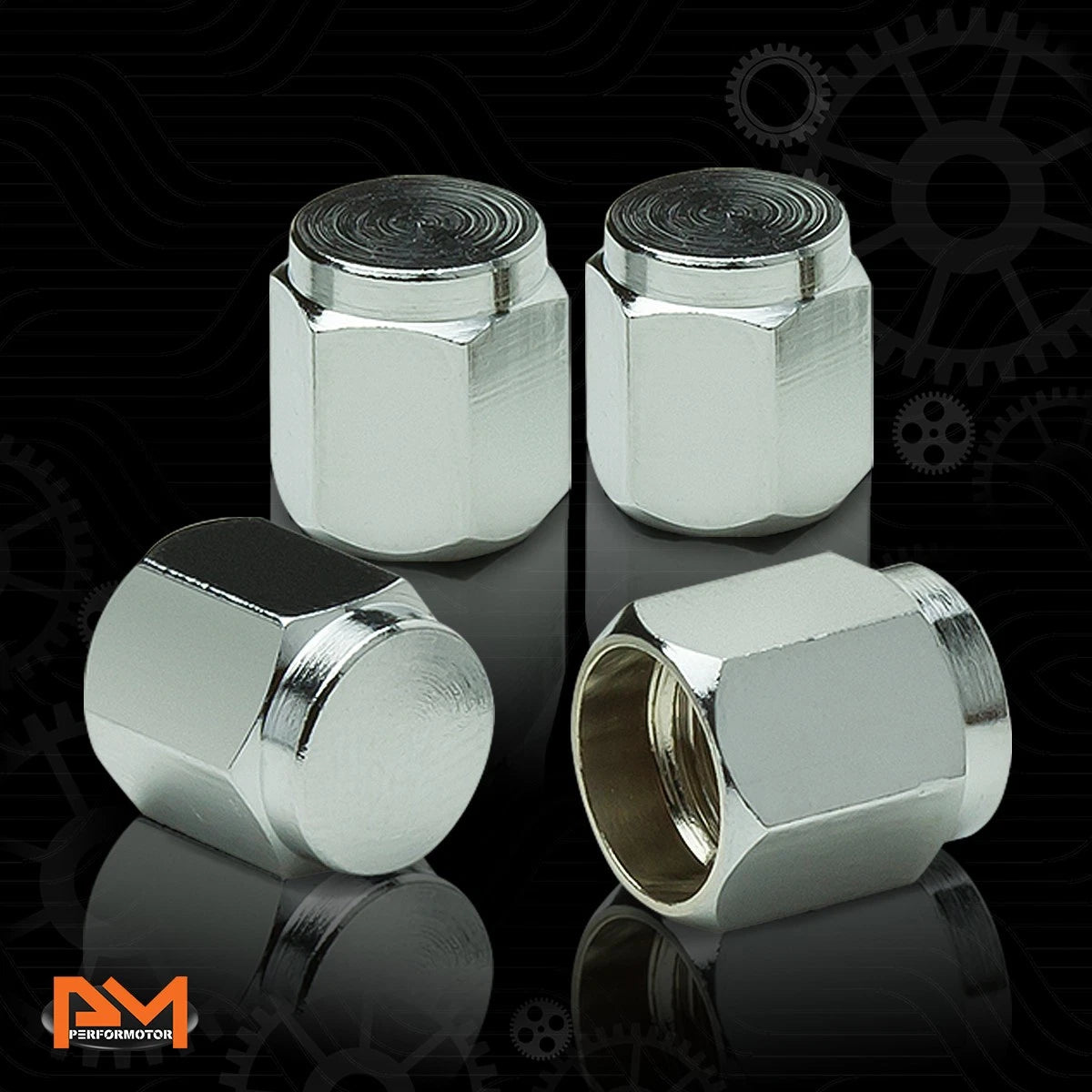 Set of 4 Silver Aluminum Tire Stem Caps for Universal Vehicles