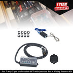 7-Way 7-Pin Trailer Cable with Junction Box & Wiring Harness Kit (8FT)