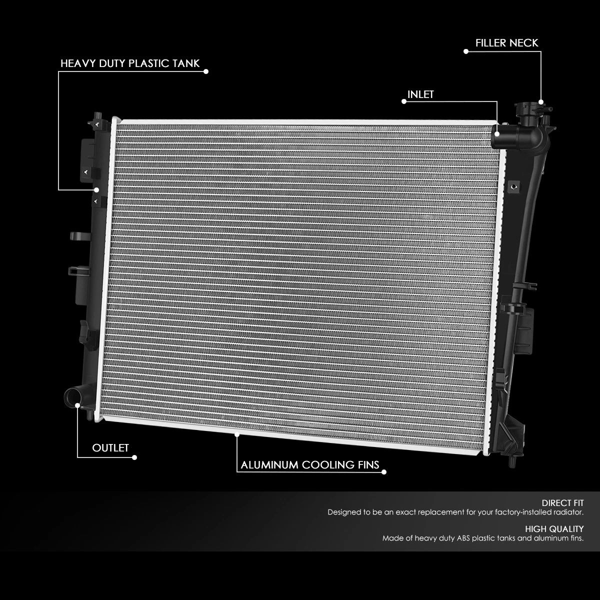 Aluminum Replacement Radiator for Sonata, Optima (2011–2015) DPI 13531