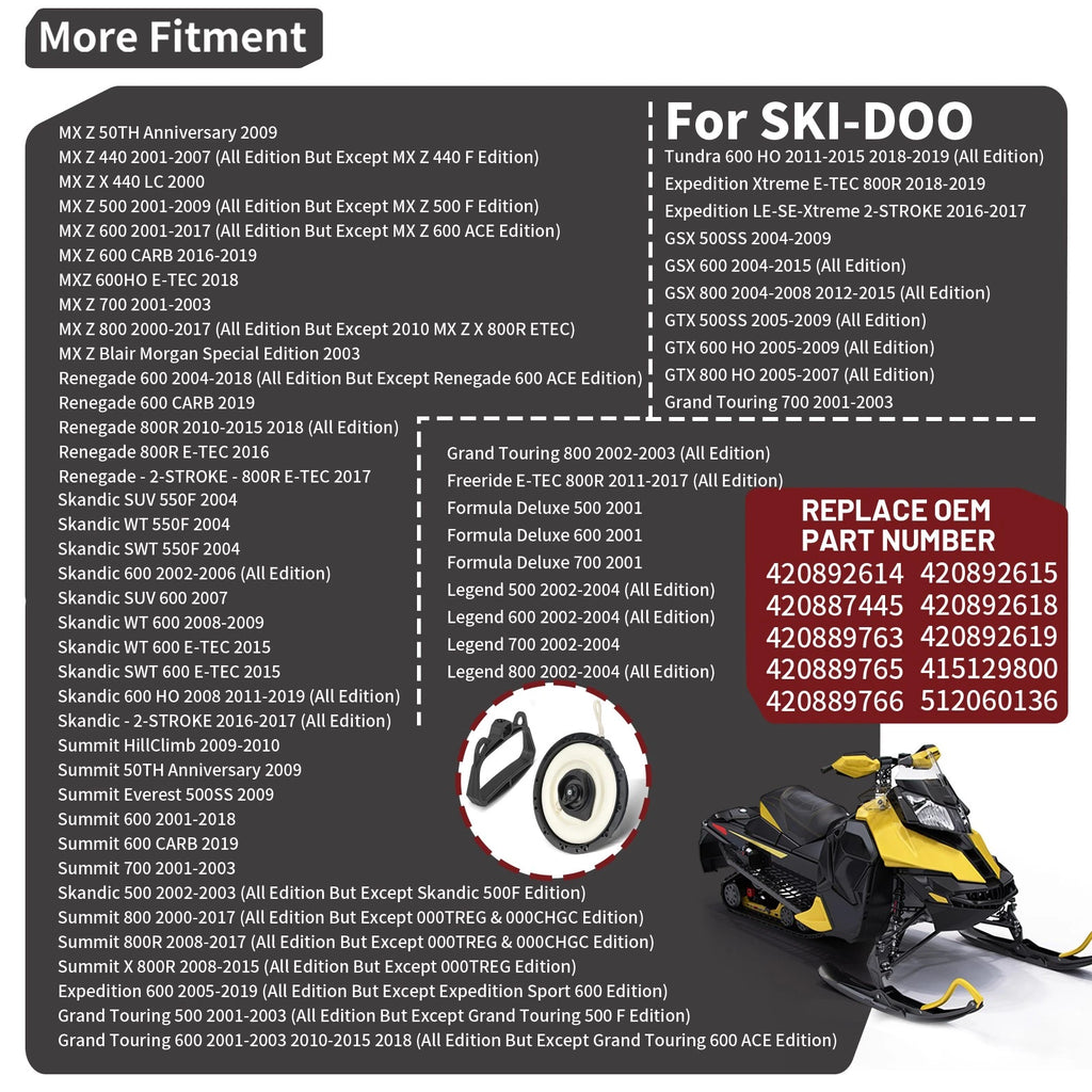 Recoil Pull Starter Kit for Ski-Doo Summit 600 700 800 800R X (2002–2019)