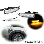 Clear Amber LED Front Side Marker Signal Lights for Mini Cooper Countryman
