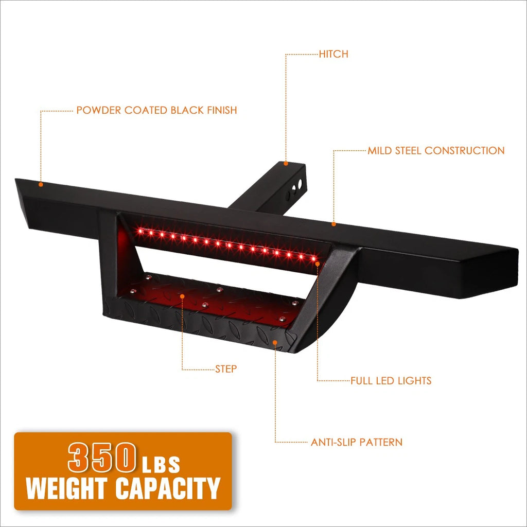 32.5" x 2.25" Trailer Tow Hitch Step w/LED Brake Lamp for Universal Fit