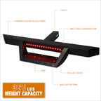 32.5" x 2.25" Trailer Tow Hitch Step w/LED Brake Lamp for Universal Fit