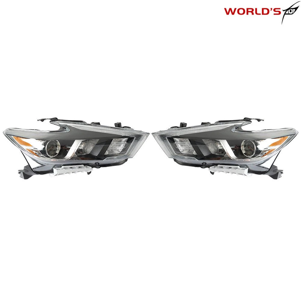 Headlights for Nissan Maxima (2016–2018) Halogen with LED DRL Black RH+LH