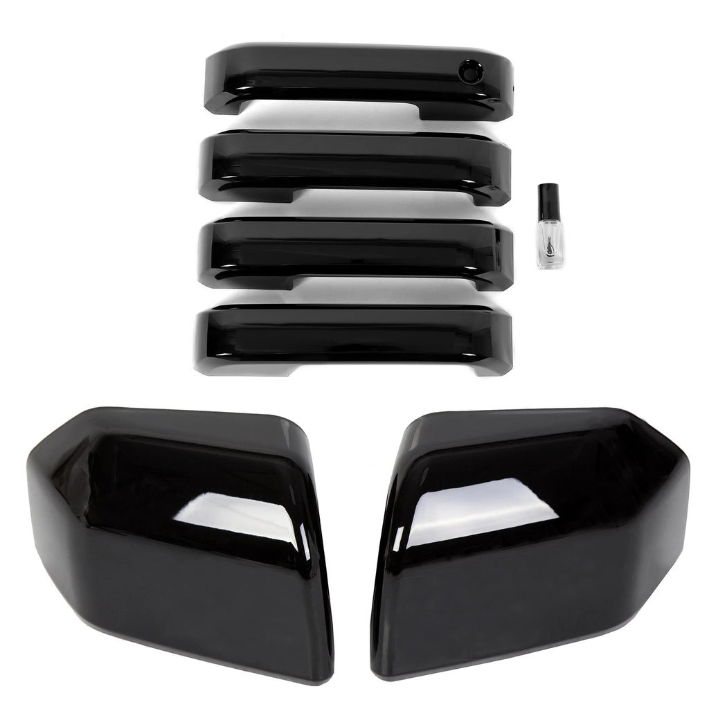 Gloss Black Top Half Mirror & Door Handle Covers for Ford F150 (2015–2020)