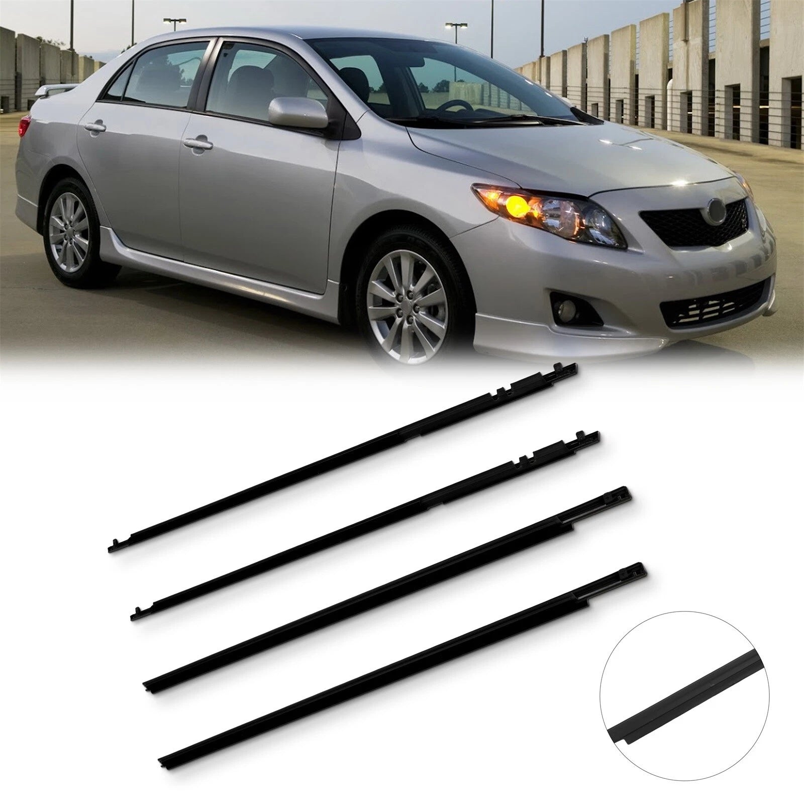 Set of 4 Door Weatherstrip Seals for Toyota Corolla (2009–2012)