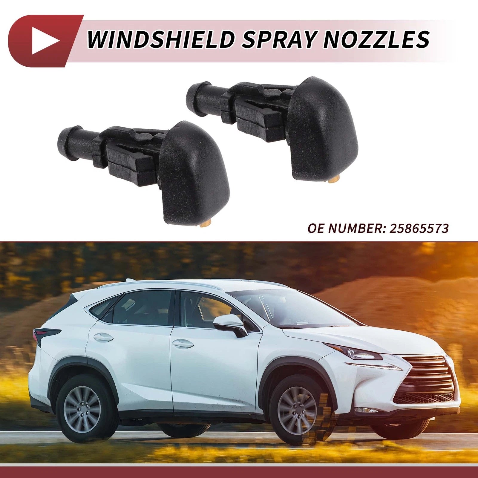 Set of 2 Front Windshield Washer Nozzles for Buick LaCrosse (2010–2016) No.25865573