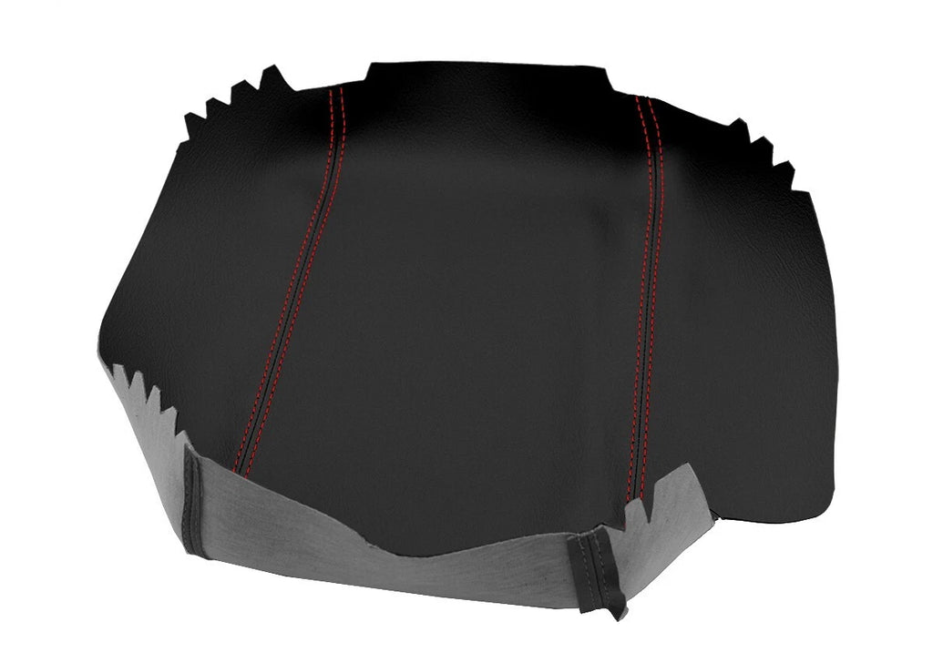 Leather Synthetic Console Armrest Cover for GMC Yukon (2003–2009) Black Red Stitch