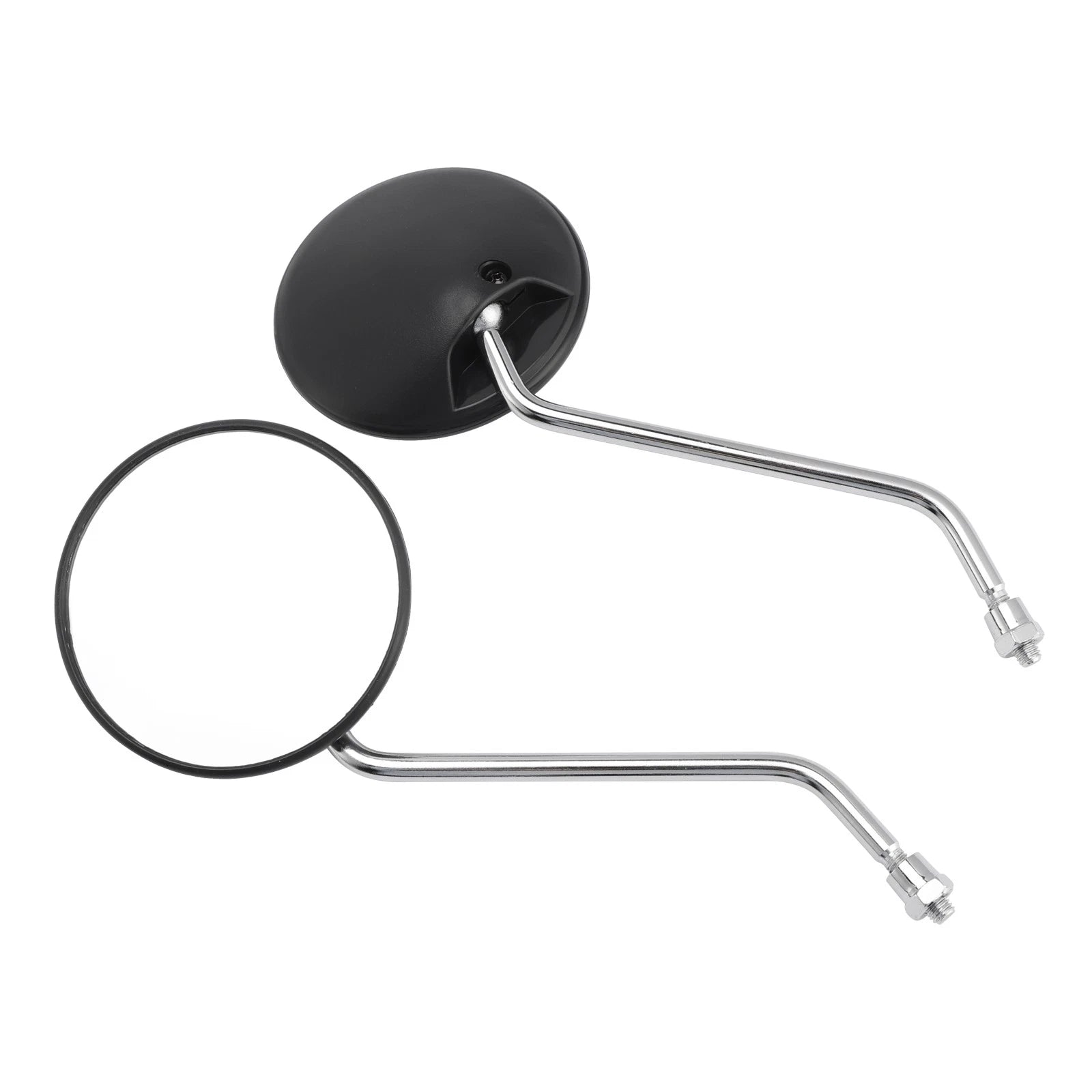 Pair Round Black Mirrors for Piaggio Vespa Scooter (Universal Fit)