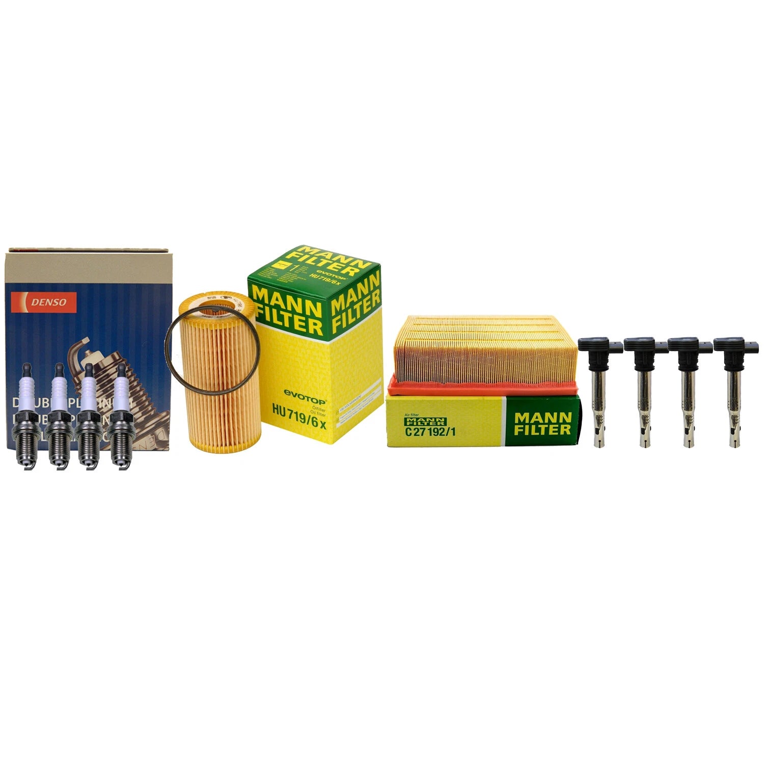 Set of 4 Denso Coils & Double Platinum Spark Plugs Tune-Up Kit for A4