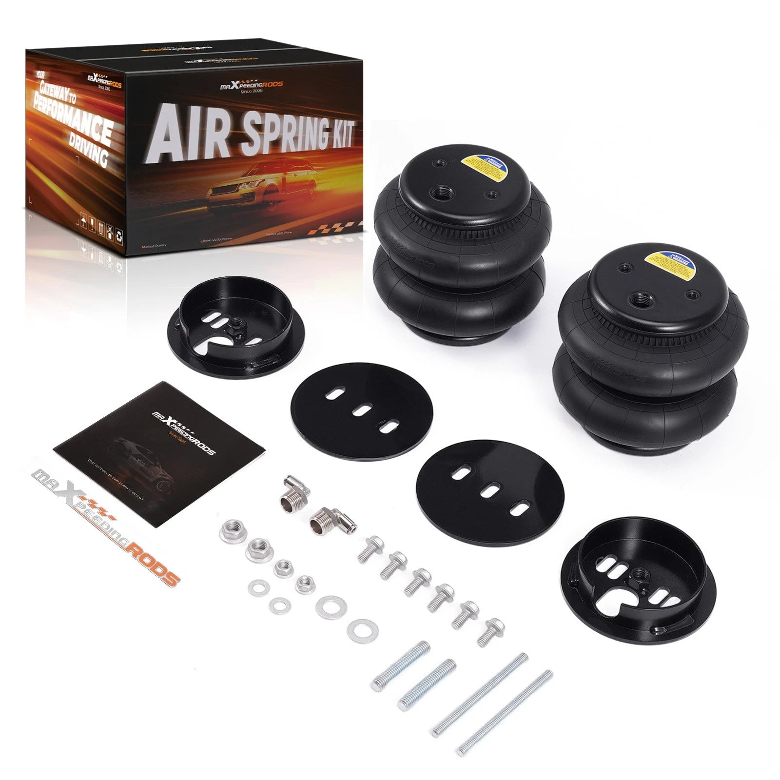 Set of 2 Rear Air Ride Spring Brackets & 2600 Bags for Chevy C10 (1963–1972)