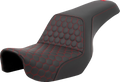 SADDLEMEN Step-Up Seat for Dyna (2006–2017) 806-04-17704, Honeycomb, Red Stitching