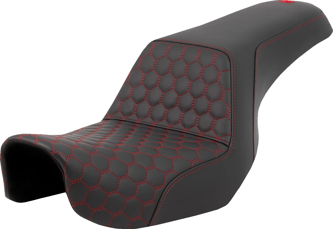 SADDLEMEN Step-Up Seat for Dyna (2006–2017) 806-04-17704, Honeycomb, Red Stitching