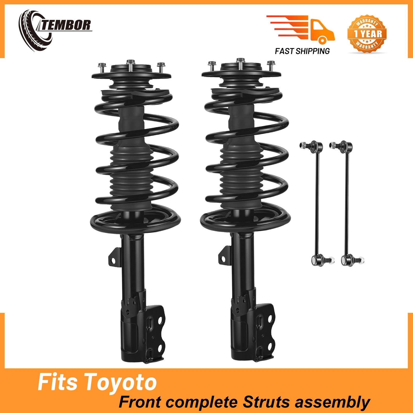 Front Complete Struts & Shocks w/ Sway Bar Links for Toyota Prius (2004–2009)