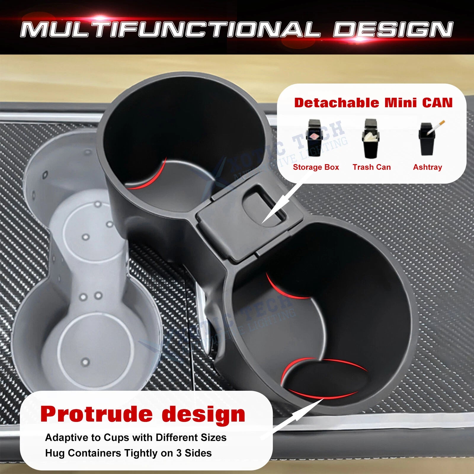 Center Console Cup Holder Storage for Tesla Model 3 (2017–2023)